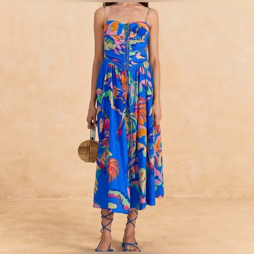 Farm Rio jungle painted midi dress NWT